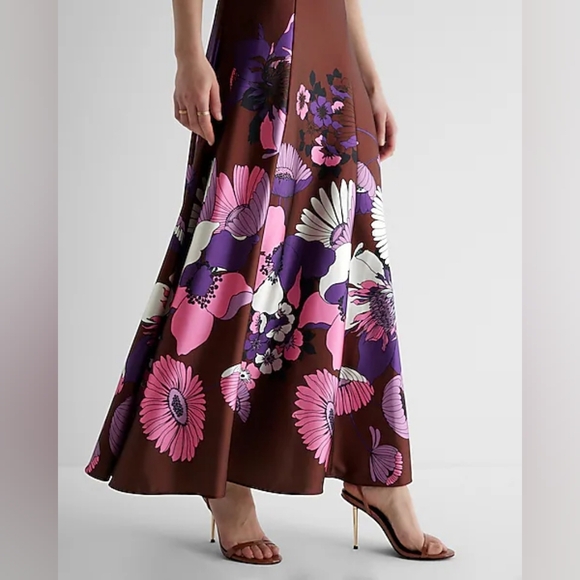 New Satin Floral Twist Front Maxi Dress - Picture 9 of 17